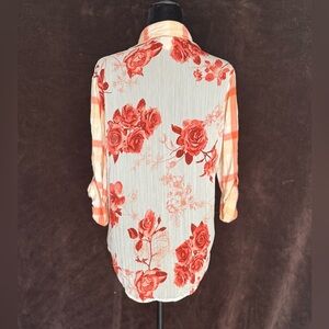 Plaid & Floral Button-Up Shirt with Bird Tag